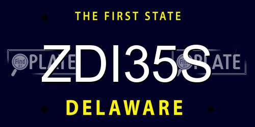 ZDI35S Delaware License Plate