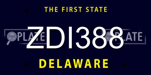 ZDI388 Delaware License Plate
