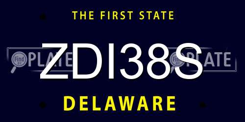 ZDI38S Delaware License Plate