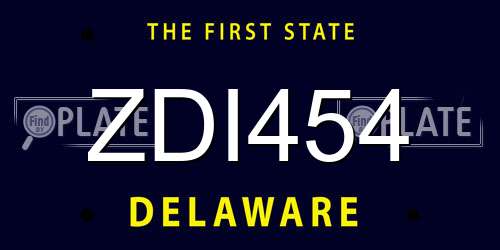 ZDI454 Delaware License Plate