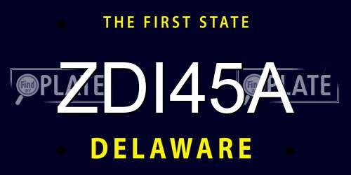 ZDI45A Delaware License Plate