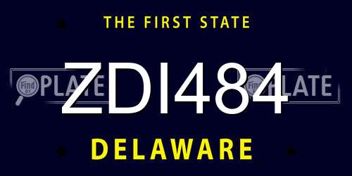 ZDI484 Delaware License Plate