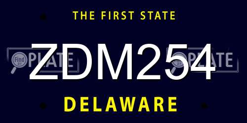 ZDM254 Delaware License Plate