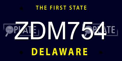 ZDM754 Delaware License Plate
