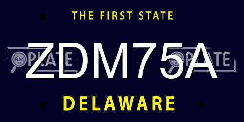 ZDM75A Delaware License Plate