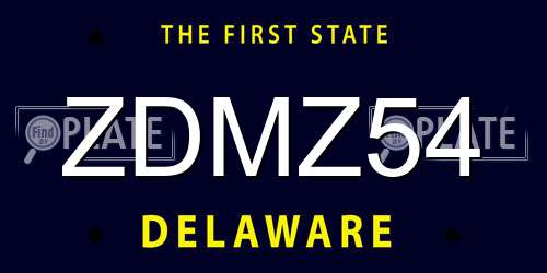 ZDMZ54 Delaware License Plate