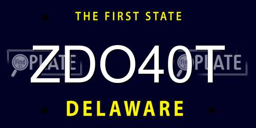 ZDO40T Delaware License Plate