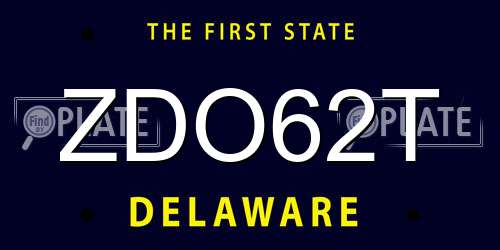 ZDO62T Delaware License Plate