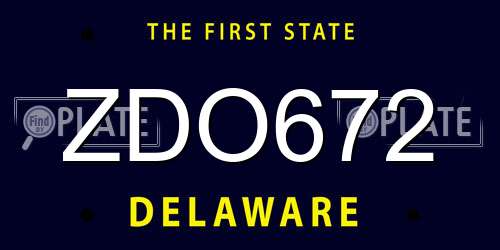 ZDO672 Delaware License Plate