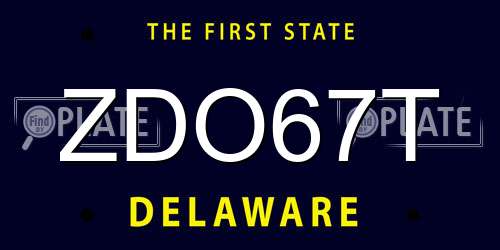 ZDO67T Delaware License Plate