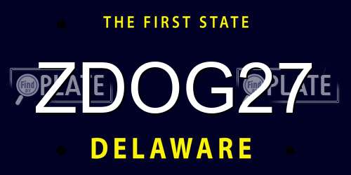 ZDOG27 Delaware License Plate