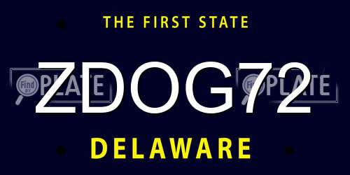 ZDOG72 Delaware License Plate