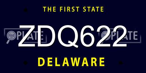 ZDQ622 Delaware License Plate