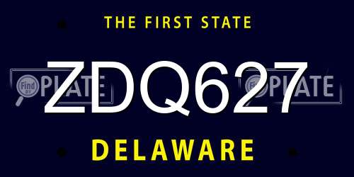 ZDQ627 Delaware License Plate
