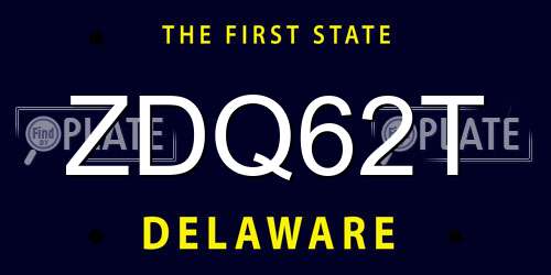 ZDQ62T Delaware License Plate