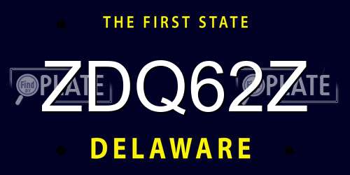 ZDQ62Z Delaware License Plate