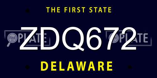 ZDQ672 Delaware License Plate