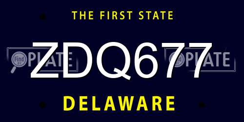 ZDQ677 Delaware License Plate