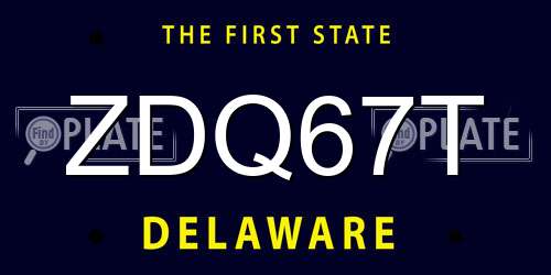 ZDQ67T Delaware License Plate