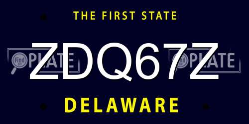 ZDQ67Z Delaware License Plate
