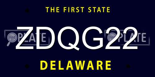 ZDQG22 Delaware License Plate