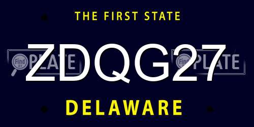 ZDQG27 Delaware License Plate