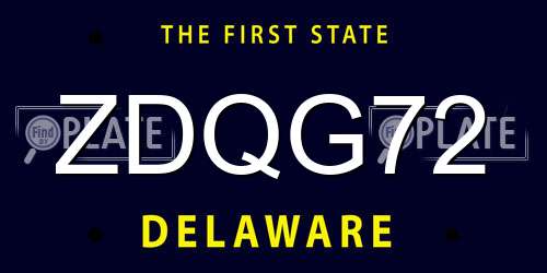 ZDQG72 Delaware License Plate