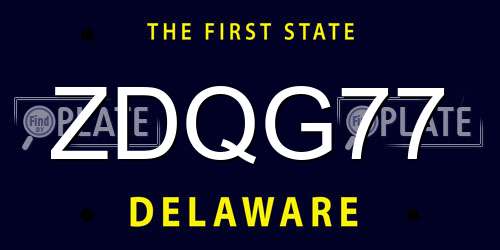 ZDQG77 Delaware License Plate