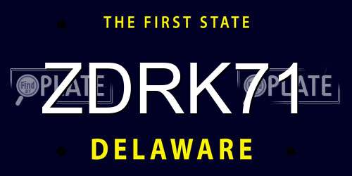 ZDRK71 Delaware License Plate