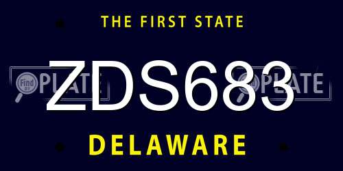 ZDS683 Delaware License Plate