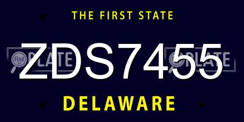 ZDS7455 Delaware License Plate