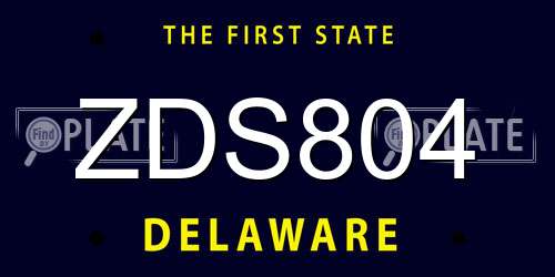 ZDS804 Delaware License Plate