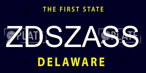 ZDSZASS Delaware License Plate