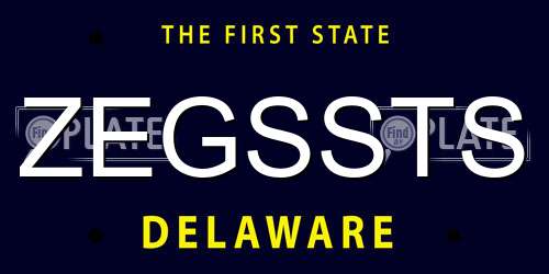 ZEGSSTS Delaware License Plate