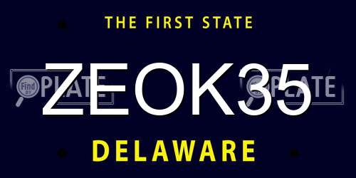 ZEOK35 Delaware License Plate