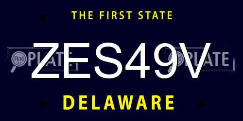 ZES49V Delaware License Plate