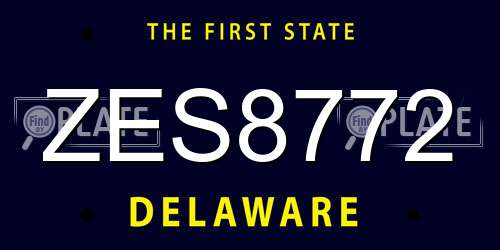 ZES8772 Delaware License Plate