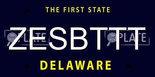 ZESBTTT Delaware License Plate