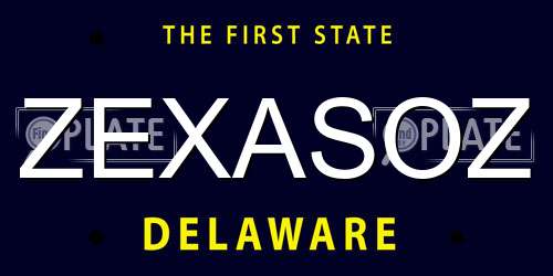 ZEXASOZ Delaware License Plate