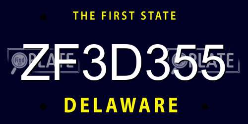 ZF3D355 Delaware License Plate