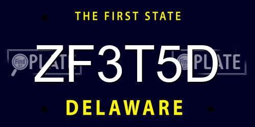 ZF3T5D Delaware License Plate