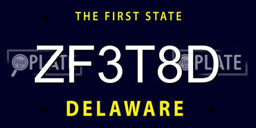 ZF3T8D Delaware License Plate