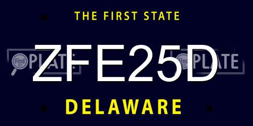 ZFE25D Delaware License Plate