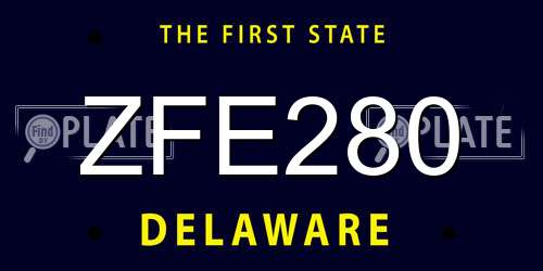 ZFE280 Delaware License Plate