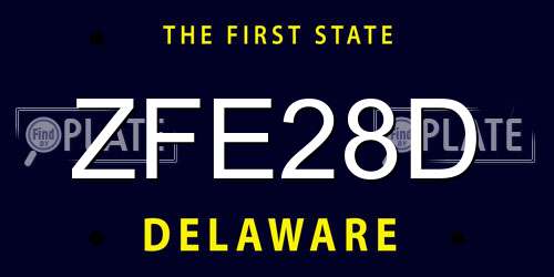 ZFE28D Delaware License Plate