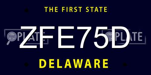 ZFE75D Delaware License Plate