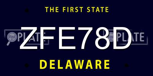 ZFE78D Delaware License Plate