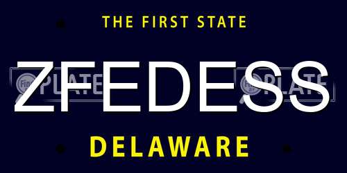 ZFEDESS Delaware License Plate