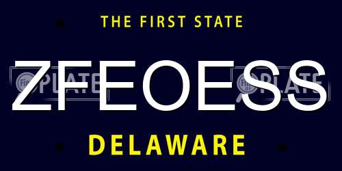 ZFEOESS Delaware License Plate