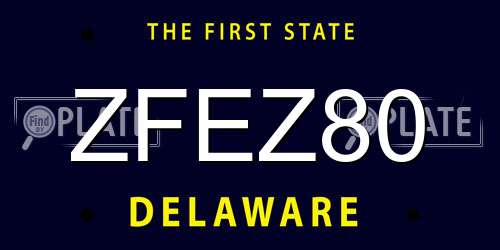 ZFEZ80 Delaware License Plate